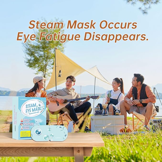 Steam Eye Mask Hyaluronic Acid Formula Self Heating Moist Eye Compress Disposable SPA Warm Eye Mask 5 Packs for Dry Eye, Eye Fatigue, Soothing Headache Travel Trouble Sleeping-VivaGrace Women