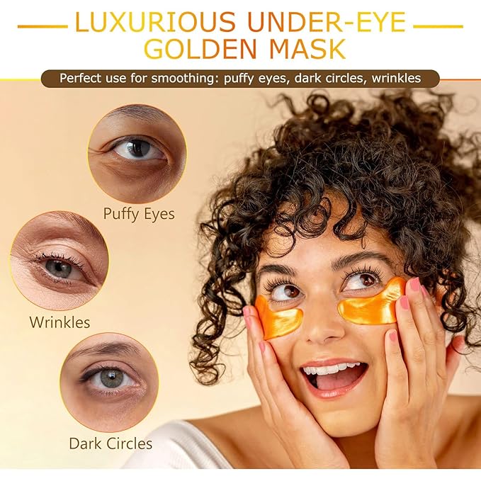 Under Eye Patches for Puffy Eyes and Dark Circles (20 Pairs), Under Eye Gold Mask with Hyaluronic Acid & Collagen to Reduce Wrinkles and Relieve Pressure, Eye Care Treatment for Men & Women Gift-VivaGrace Women