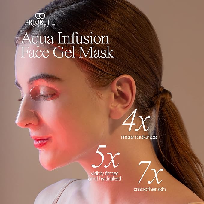 Project E Beauty Aqua Infusion Face Gel Mask Moisturizing, Hydrating & Anti-Aging | Removes Fine Lines | Brightening Collagen Face Mask | Skincare Routine | Hydrogel Sheet Masks | 5 Pack-VivaGrace Women
