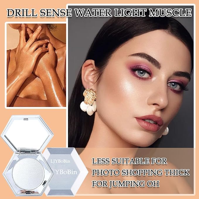 Body Glitter Face Highlighter Palette,Shimmering Shiny Contour Makeup Palette for Women,Lightweight Smoothing Long Lasting Face High Gloss Highlighter Powder Makeup Kit with Brush 01#-VivaGrace Women