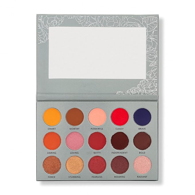 | 15 color pigmented blendable eyeshadow palette with mirror, warm neutral matte shimmery shades, travel size makeup-VivaGrace Women