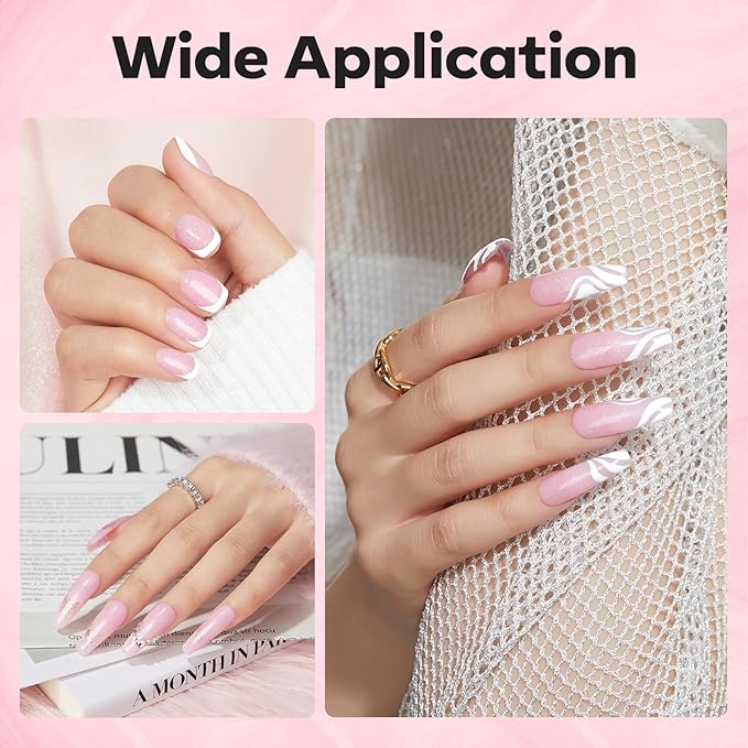 modelones Builder Nail Gel, 8-in-One Nude Pink Glitter Builder, Rainbow Iridescent Shimmer Nail Gel Polish, Jelly Pink Sparkle LED Lamp Cured Hard Rubber Color Base for Home DIY Salon Girls-VivaGrace Women