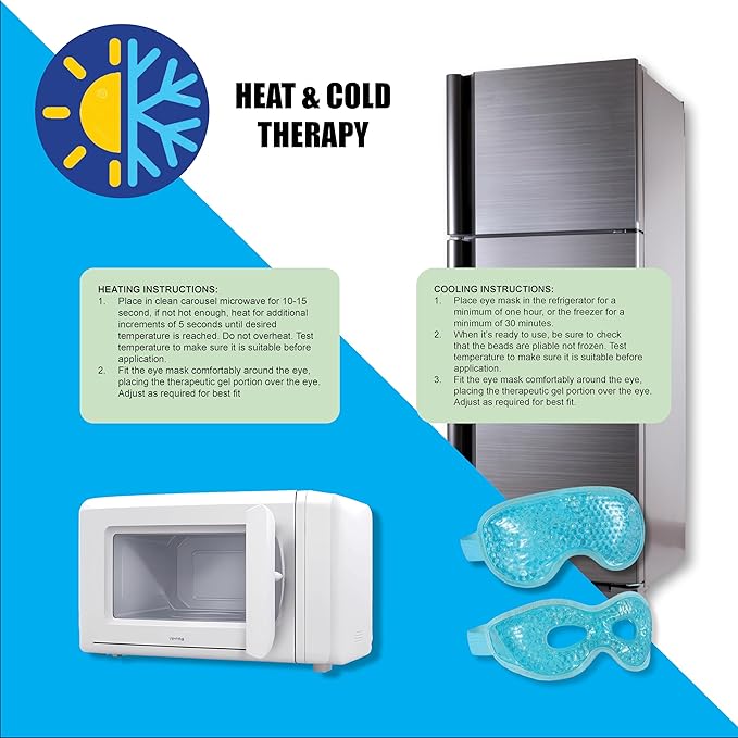 USA Merchant - 2PCs Cold & Hot Eye Therapy Mask, Cooling Eye Mask for Dry Eyes, Headaches, Eye Stress, Dark Cicles, Reusable Cold Compress and Refresh (2 PK Eye Mask)-VivaGrace Women