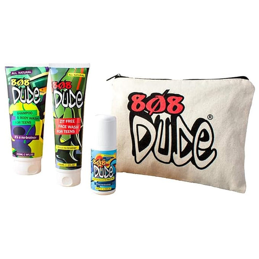 Skincare Kit for Teens. Shampoo and Body Wash, Face Wash and Deodorant to Prevent Breakouts and Eliminate Body Odor with Eco-Friendly Cotton Toiletry Bag-VivaGrace Women