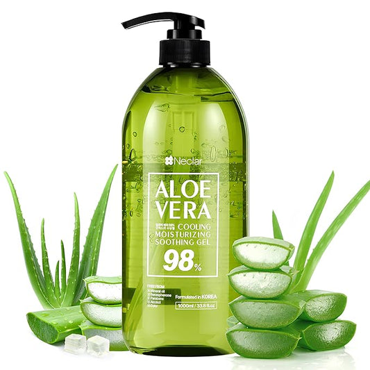 98% Aloe Vera Gel for Sunburn Relief - 33.8oz / 1000ml - Pure Aloe Vera Gel for Face, Skin and Hair - After Sun Care - Sun Burn Moisturizer Cream (33.8 Fl oz)-VivaGrace Women