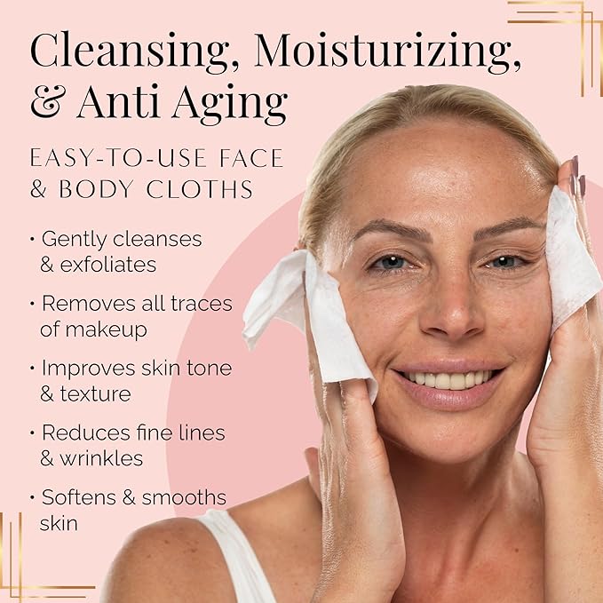 NAKERY 5 in 1 Infused Makeup Remover Wipes for Face - Gentle Cleansing for Women - Eye Makeup Remover for Sensitive Skin - Anti Aging Exfoliating