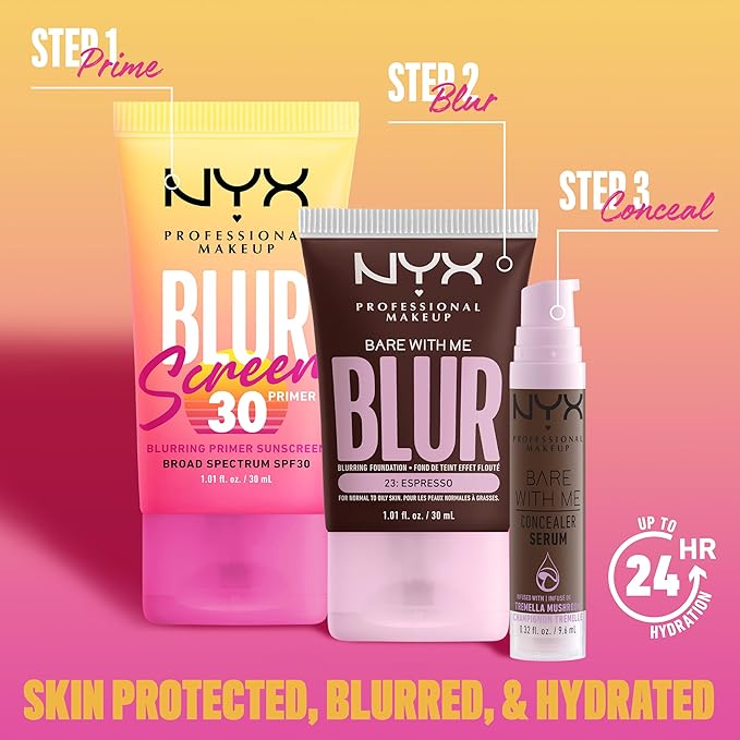 NYX PROFESSIONAL MAKEUP Blurscreen SPF 30 Primer, 3-in-1 Blurring Makeup Primer with Sunscreen, Vegan Formula with No White Cast or Greasy Feeling-VivaGrace Women