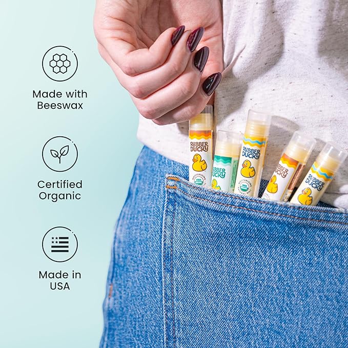 Rubber Ducky Sunscreen - Organic Lip Balm for Women, All Natural Stick with Vitamin E - Moisturizing & Hydrating Lip Balm for Dry Lips - Untinted and Non-Toxic Lip Care - Spearmint, 3 Pack-VivaGrace Women