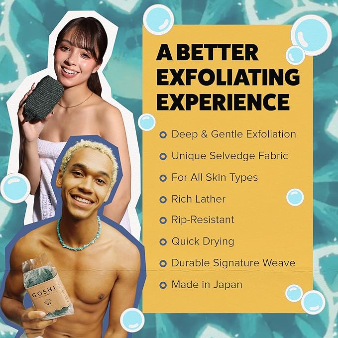 GOSHI Exfoliating Shower Sponge - Rip-Resistant, Rapid-Drying Exfoliating Bath Sponge for All Skin Types - Moss Green - Made in Japan-VivaGrace Women