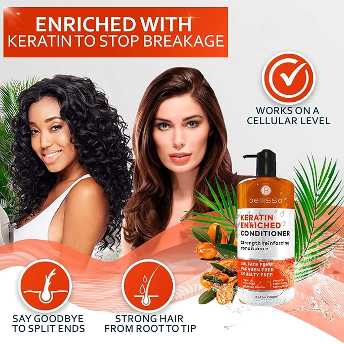 Keratin Conditioner – Sulfate and Paraben Free Deep Treatment for Dry, Damaged Hair - Salon Formula - For Curly, Color Treated, Straight and Frizzy Hair – for Women and Men to Repair Split Ends-VivaGrace Women