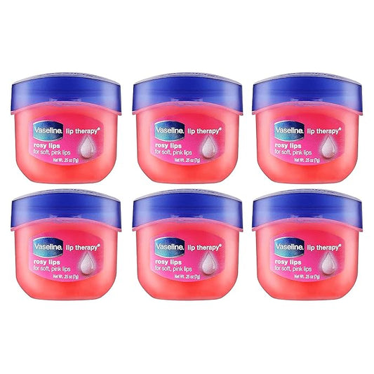 Vaseline Lip Therapy Lip Balm Mini, Rosy Lips | Lip Repair in a Container for Cracked, Dry Lip | Travel Size 0.25 Oz (Pack of 6)-VivaGrace Women