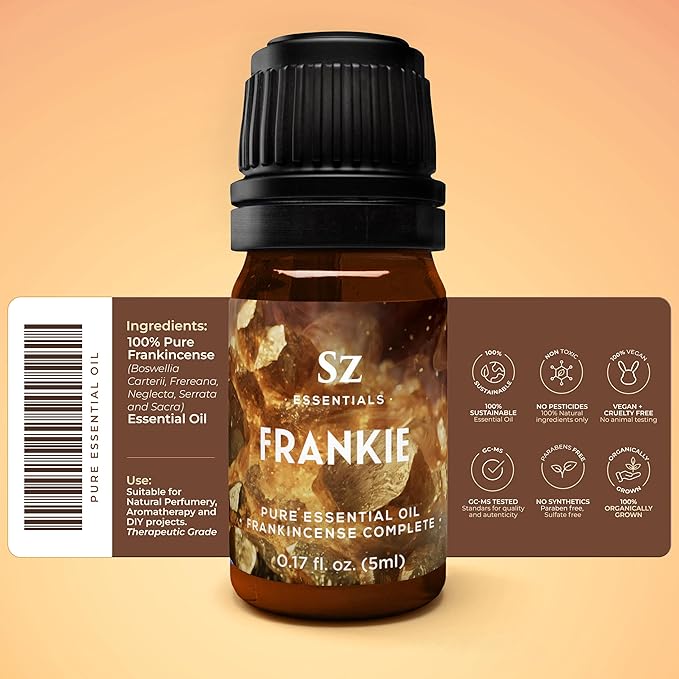 Frankie - Frankincense Complete Pure Essential Oil - 100% Natural and Undiluted - Extracted from 5 top Boswellia Trees - Warm & Rich Balsamic Scent with Hints of Earthy Spice -0.17 oz-VivaGrace Women