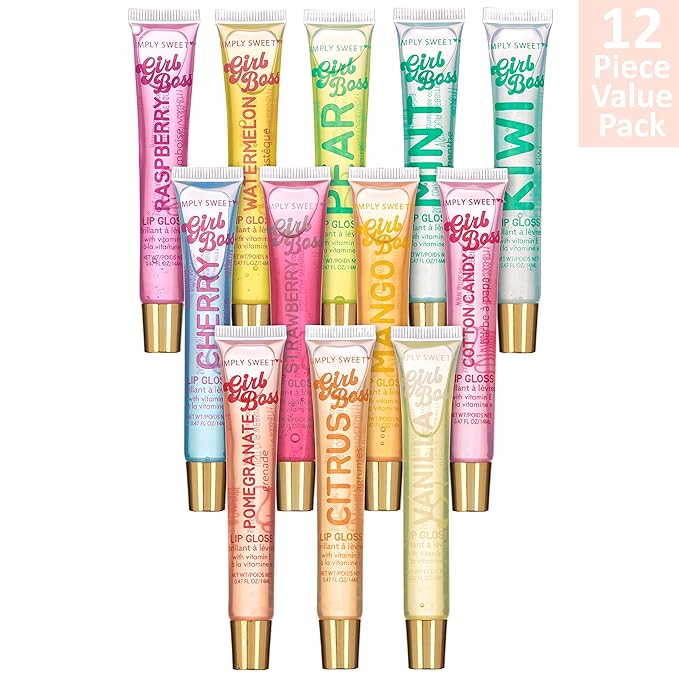 Expressions 12pc Clear Lip Gloss Pack – Lip Oils with Vitamin E and Essential Oils, Flavored Lip Gloss Clear Tubes, Hydrating Lip Glow Oil, Tinted Lip Oil, Lip Moisturizer-VivaGrace Women