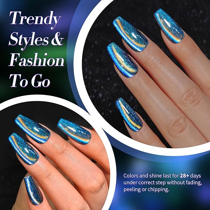 Born Pretty Cat Magnetic Gel Nail Polish 9D Polaris Holorgraphic Cat Magnetic Eye Gel Polish Glitter Gel Polish Set 6PCS-VivaGrace Women