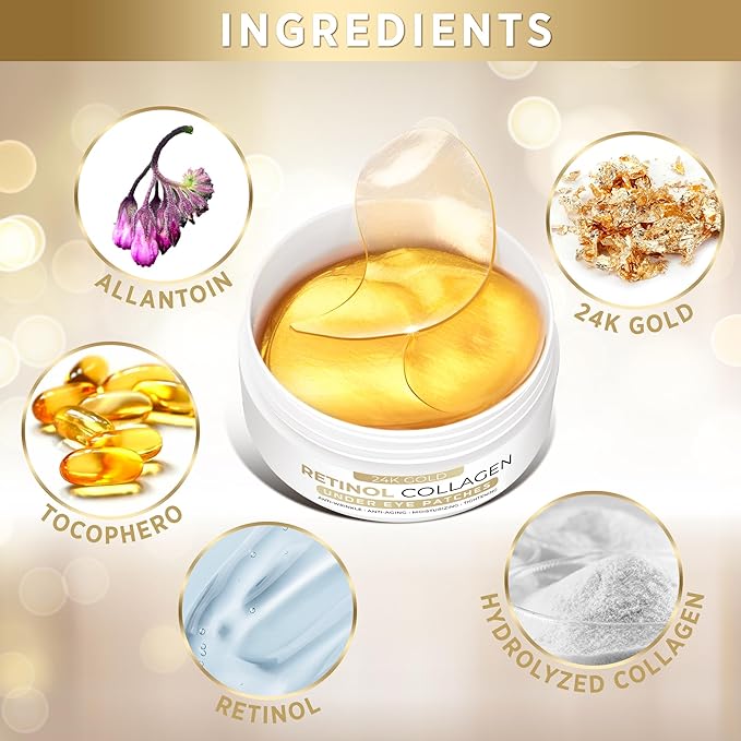 VELAMO ADVANCED Under Eye Patches: 24K Gold Under Eye Mask for Puffy - Retinol Patchology Eye Patches for Wrinkles and Dark Circles Puffiness- Collagen Under Eye Bags Treatment for Women Men 60 Pcs-VivaGrace Women