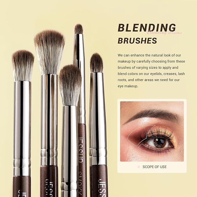 Jessup Eye Makeup Brushes Set Professional 15pcs Brown Eyeshadow Brush Eyebrow Concealer Eyeliner Blending Brush for Makeup Premium Synthetic Eye Brush Set, T499-VivaGrace Women