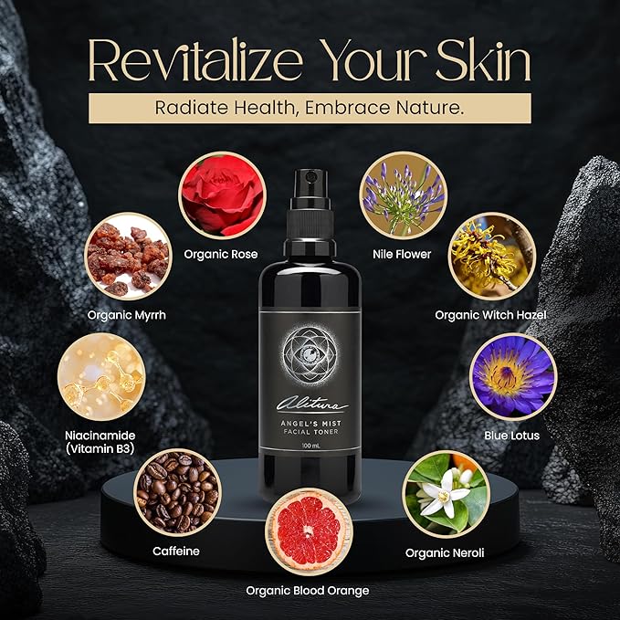 Alitura Angel's Mist Facial Toner – Hydrating & Revitalizing Face Spray with 97% Organic Ingredients – Refreshes, Tightens & Balances for All Skin Types – 100ml-VivaGrace Women
