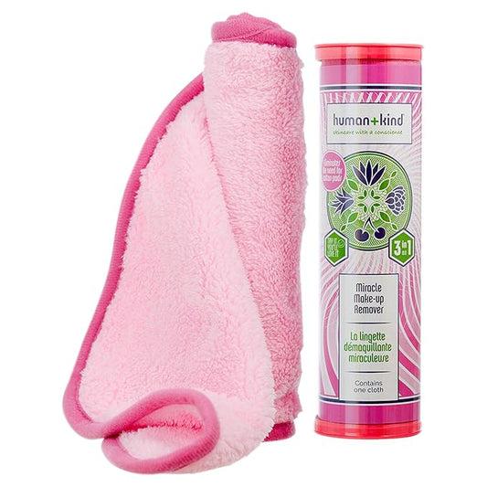 Human+Kind Miracle Makeup Remover - Super Soft, Washable Makeup Cleanser Towel and Skin Exfoliator - Sustainable Alternative to Disposable Makeup Wipes - Lasts Up To 1,000 Washes - 1 pc