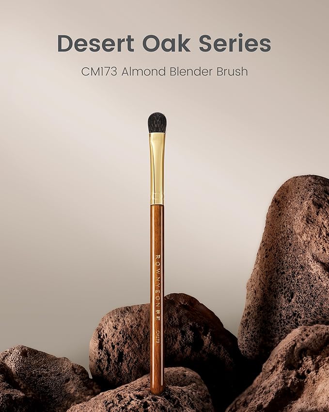 Desert Oak Series Low-Profile Oval Eyeshadow Brush - Gentle Curve for Controlled Blending, Squirrel & Goat Hybrid Bristles (CM 173)-VivaGrace Women