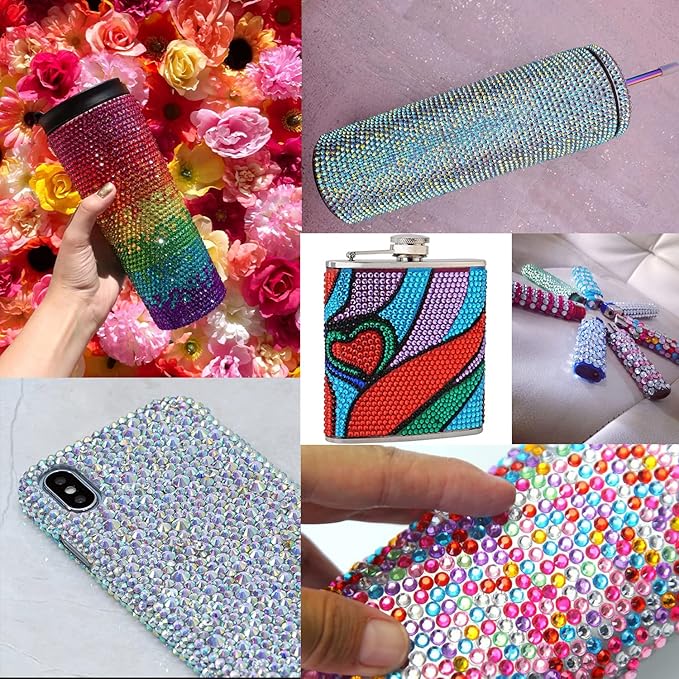 Flat Back Rhinestone Kits Colorful Rhinestones+Crystal AB Gems With Picker Pencil And Tweezer For Home DIY And Professional Nail Art-VivaGrace Women