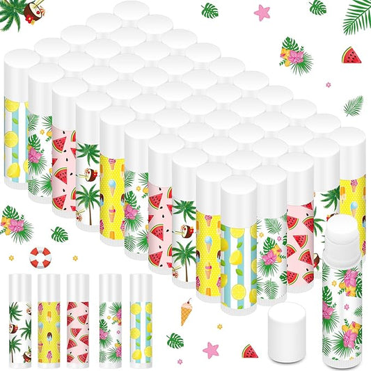 50 Pcs Summer Lip Balm Bulk Moisturizing Lip Balm Jasmine Flavor Lip Balms Cream Tropical Hawaiian Beach Luau Party Lip Care Product for Stocking Stuffers Beauty Gifts Women Men-VivaGrace Women