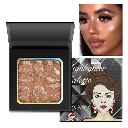 Shimmer Highlighter Palette Brown Color for Black Women,Highlight Makeup for Face/Body,Long Lasting Glow Illuminate Powder for Medium Skin,Highlighting Contour Palettes,Cruelty-Free-VivaGrace Women