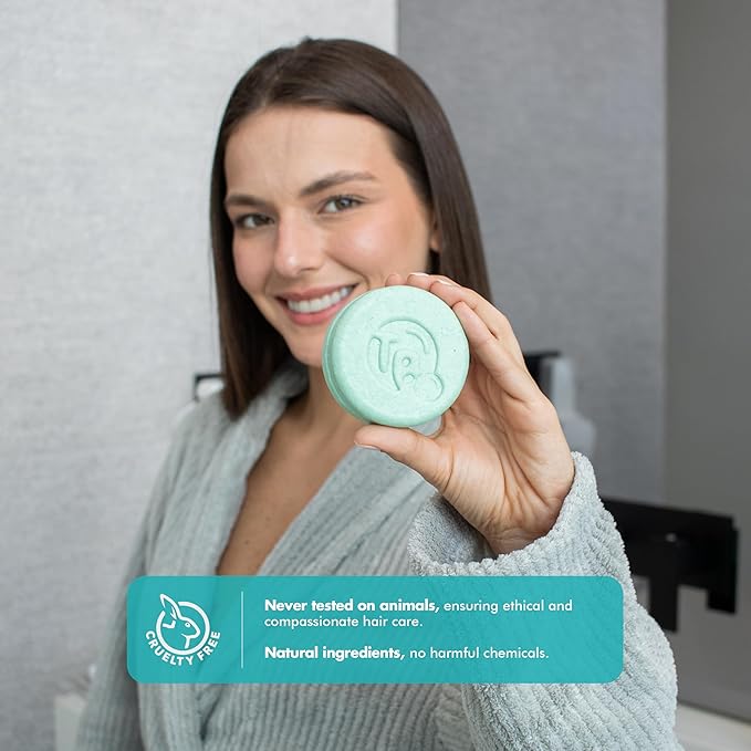 Castor Oil Shampoo & Conditioner Bar Set Bundle – With Peppermint Essential Oils & Biotin – Nourishing, Volumizing & Strengthening – Plastic-Free, Frizz Control – 7.8oz-VivaGrace Women