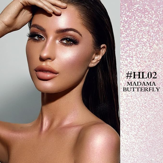 FOCALLURE Starfall Glowing Liquid Highlighter, Shimmering Body Oil, Non-Sticky Shimmer Liquid Luminizer, Non-Greasy, Face & Body Glitter Makeup for Costumes, Cosplay, Rave Festival, MADAMA BUTTERFLY-VivaGrace Women
