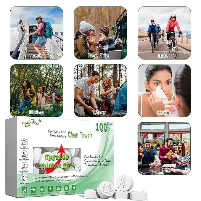 Compressed Disposable Face Towel Kit, Thicken Facial Cleansing Cloths Towelettes,Compact Portable Wash Cotton Wipes Tablets Coin Tissues for Beauty Salon Personal Care Travel(100 PCS White)