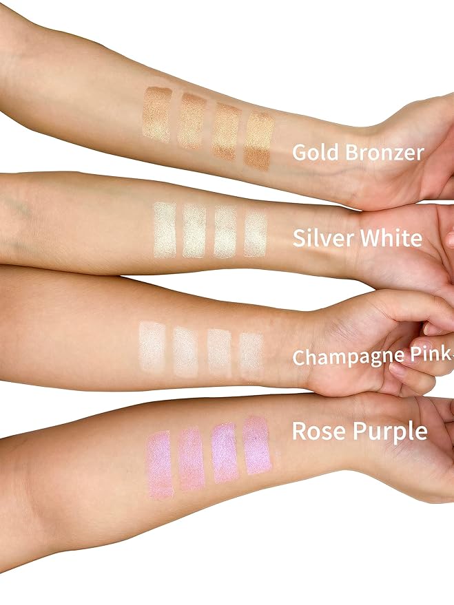 Highlighter Makeup, Cream Highlighter, Face Highlighter, Long Lasting Glitter Highlighter Makeup Palette - Purple Highlighter Makeup-VivaGrace Women
