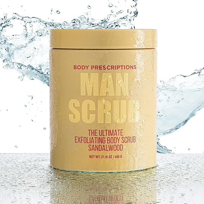 Body Prescriptions Men’s Exfoliating Body Scrub – Ultimate Skin Cleansing Wash in Jar with Twist-Top Lid, For All Skin Types, 21 Ounce (Pack of 1), Sandalwood-VivaGrace Women