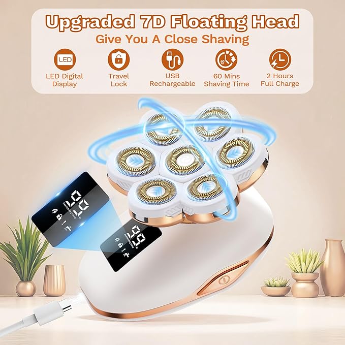 Electric Razors for Women, 7D Electric Shaver for Women, 5 in 1 Lady Shavers, Wet/Dry Bikini Trimmer, Rechargeable Facial Hair Removal, Painless Face Razor for Arms Legs Armpit Pubic Area-VivaGrace Women