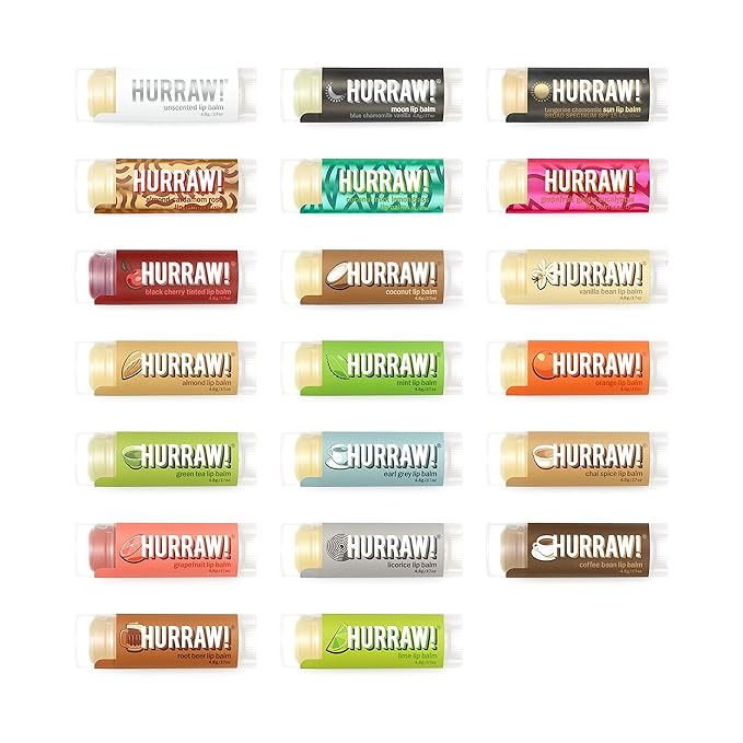 Hurraw! Lip Balms: Staff Favorites, 20 Balm Bundle Pack – Organic, Certified Vegan, Cruelty and Gluten Free. Non-GMO, 100% Natural Ingredients. Bee, Shea, Soy and Palm Free. Made in USA-VivaGrace Women