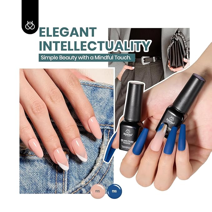 Beetles Gel Nail Polish Set, 60 Colors Fall Uv Gel Polish Kit Jelly Brown Glitter Nude Pink White Red Blue Green Color Nail Polish Base &Glossy Matte Top Coat Gift for Her Women-VivaGrace Women