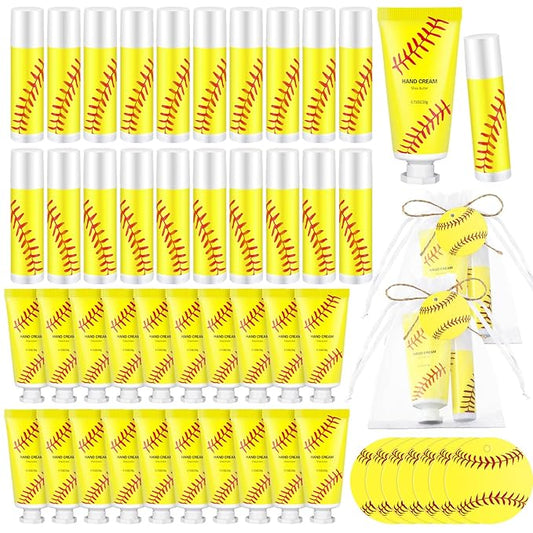 144 Pcs Softball Lip Balm Hand Cream Set Softball Accessories Softball Party Favors Including 36 Softball Lip Balm 36 Moisturizing Hand Cream 36 Bags 36 Softball Cards and Ropes for Kids Gifts-VivaGrace Women