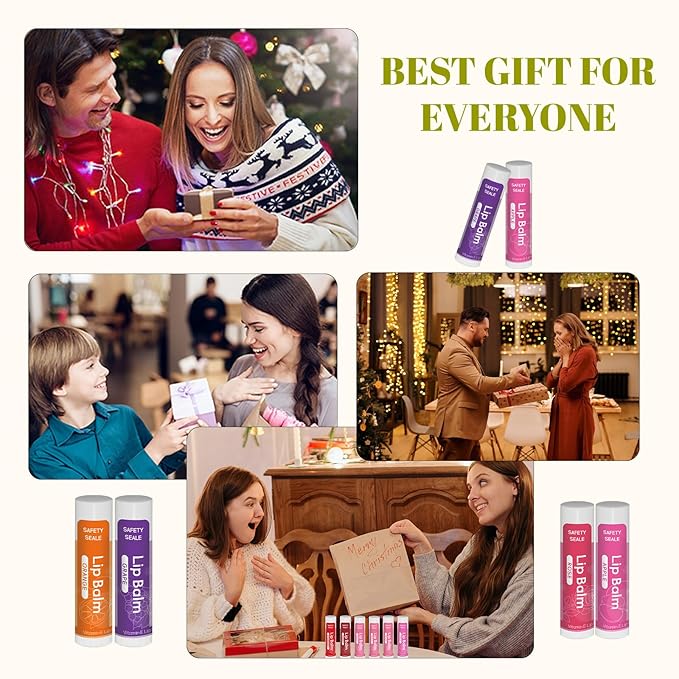 36 Pack Natural Lip Balm Bulk with Vitamin E and Coconut Oil - Moisturizing, Soothing, and Repairing Dry and Chapped Lips - 12 Flavors - Non-GMO-VivaGrace Women