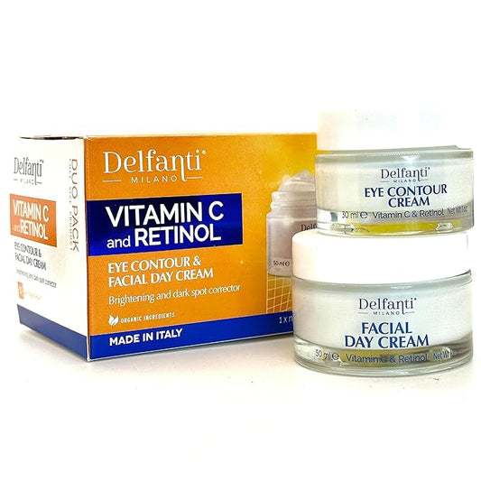 VITAMIN C & RETINOL DUO PACK Full Size Facial Day Cream and Eye Contour Cream • Brightening and Dark Spot Corrector-VivaGrace Women