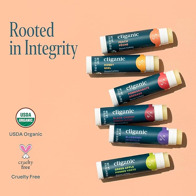Cliganic Organic Lip Balm Set - 6 Tropical Flavors - 100% Natural Moisturizer for Cracked & Dry Lips-VivaGrace Women