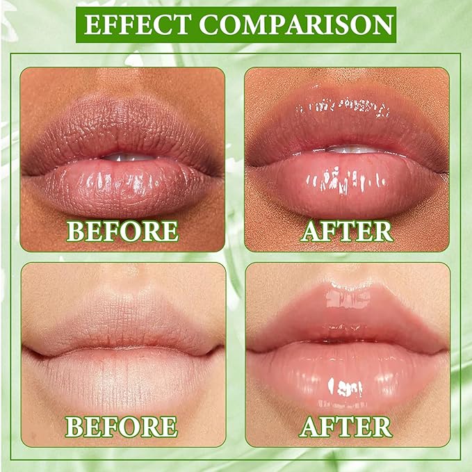 Lip Plumper Set,Lip Plumper Oil Gloss Moisturizing Lip Plumper Lip Care Serum,Hydrating Plump Gloss Reduce Fine Lines,Lip Plumper for Day & Night Use Set A（2Pcs）-VivaGrace Women