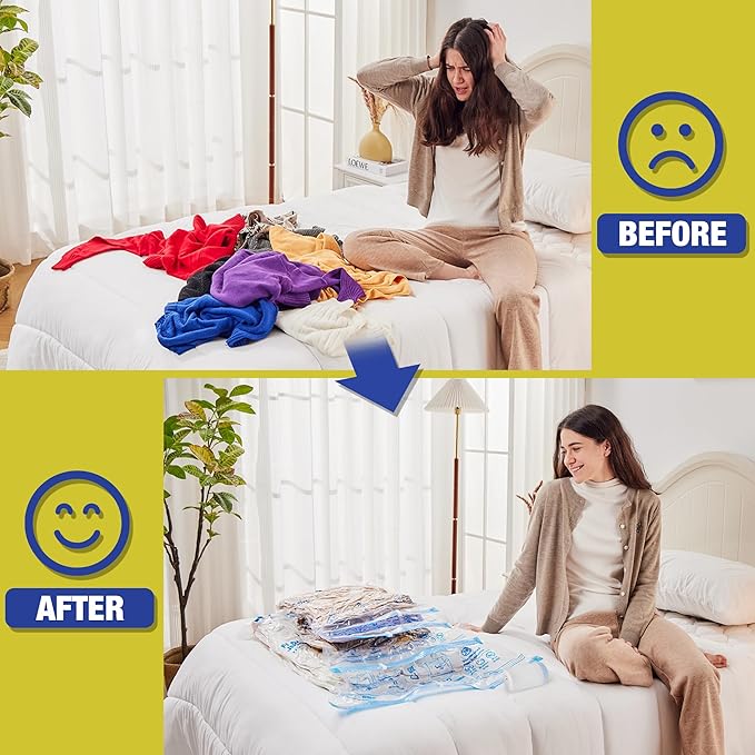 Travel Vacuum Bags with Electric Pump for Luggage and Suitcase, Vacuum Seal Compression Packing Bags for Clothes Clothing, Combo 18 Pack-VivaGrace Women