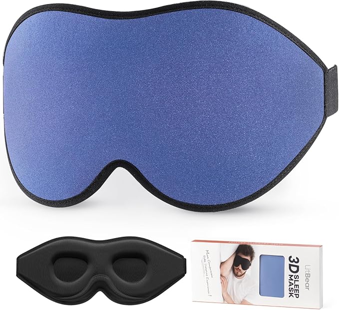 LitBear Sleep Masks, Light Blocking Eye Mask Sleeping for Women Men Side Sleeper, Soft 3D Comfortable Sleeping Mask with Adjustable Elastic Strap for Travel-VivaGrace Women