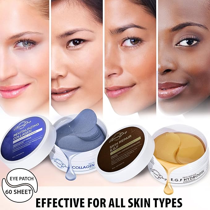 Under Eye Hydrogel E.G.F Eye Patches, 100% VEGAN CERTIFIED, Anti-Wrinkle Eye Patch, Treatment for Puffy Eyes, Eye Bags, Dark Circles Under Eye, Puffiness, Eye Patch with Hyaluronic Acid and-VivaGrace Women