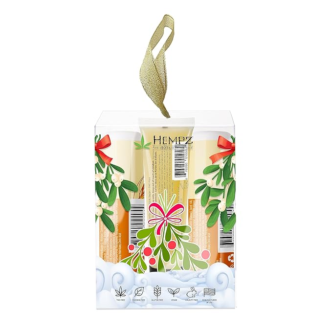 Hempz Holiday Lip Balm Trio Gift Set, Under the Mistletoe, Original Scent and Spun Sugar Vanilla Scent, Pack of 3-VivaGrace Women
