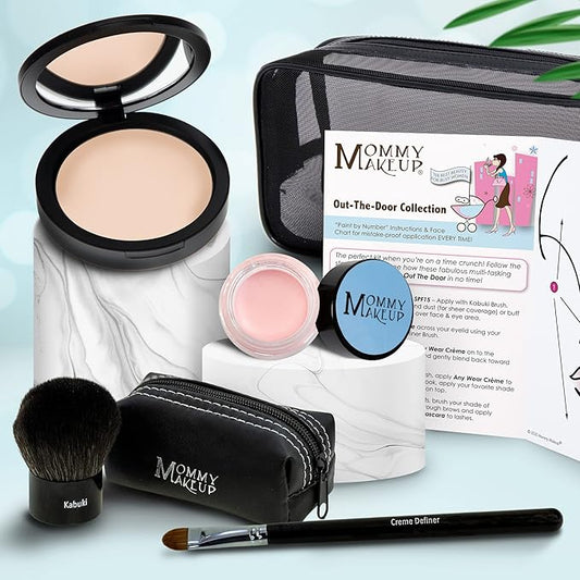 Out The Door Collection | Talc-free 5-piece Mineral Makeup Set | CUDDLE (Light/Medium) - For light to medium complexions + CAMEO - A light nude pink-VivaGrace Women