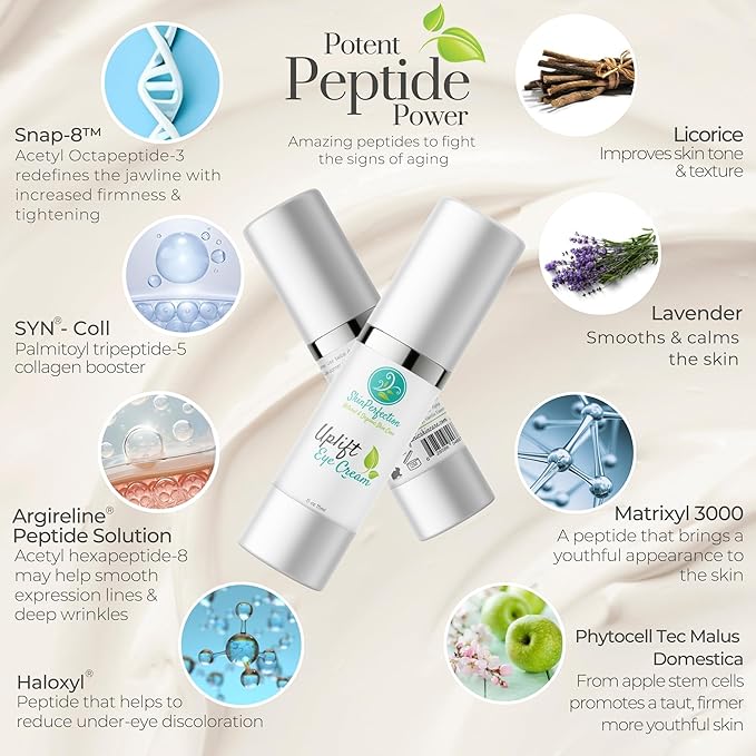 Revitalize Your Eyes: Uplift Anti-Aging Eye Cream for Dark Circles, Wrinkles & Puffiness Peptide Complex Haloxyl Lift Tighten Droopy Lids Argireline Matrixyl Pepha Tight .5 oz-VivaGrace Women