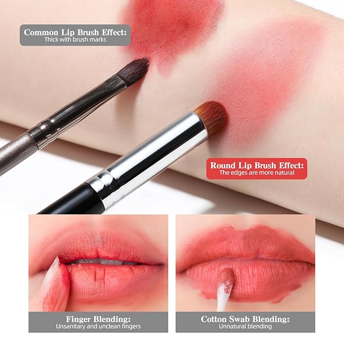 Lip Brush, EIGSHOW Lip Smudge Brush Round head for Gloss Lipstick, Multi-purpose Makeup Blending Applicator, Reusable (L307)-VivaGrace Women