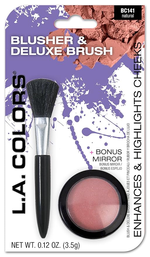 L.A. Colors Blusher and Deluxe Brush, Natural, 0.075 Ounce-VivaGrace Women