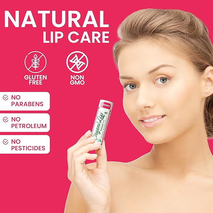 OrganiLip USDA Certified Organic Lip Balm for Nourishing Cracked or Dry Lips - All-Day Ultra Moisturizing Lip Care in Oval Shaped Tubes - 3-Pack (Cherry)-VivaGrace Women