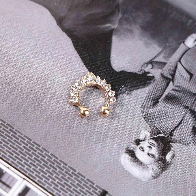 Boho Crystal Ear Cuff Earrings Gold Cz Pave Conch Ear Cuffs Earrings Rhinestone Hoop Cuff Earrings Non Pierced Earrings Jewelry for Women and Girls-VivaGrace Women