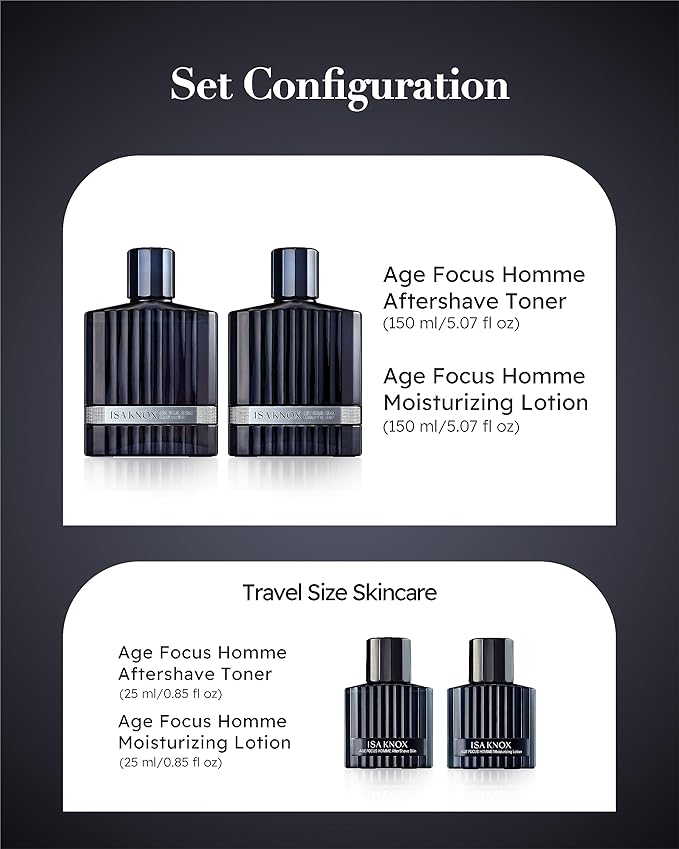 ISA KNOX Age Focus Homme (Premium Skincare Gift Set, 12.2fl oz) - Even Skin Tone & Wrinkle Care. Toner and Lightweight Moisturizer Set , Niacinamide, Adenosine | Korean Skincare,-VivaGrace Women